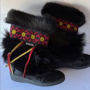 Pajar Women's Black Winter Boots with Red and Yellow Accents